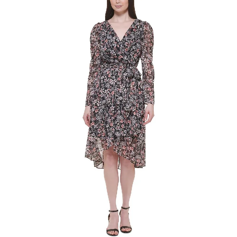 Urban Comfort Tommy Hilfiger Womens Chiffon Metallic Midi Dress