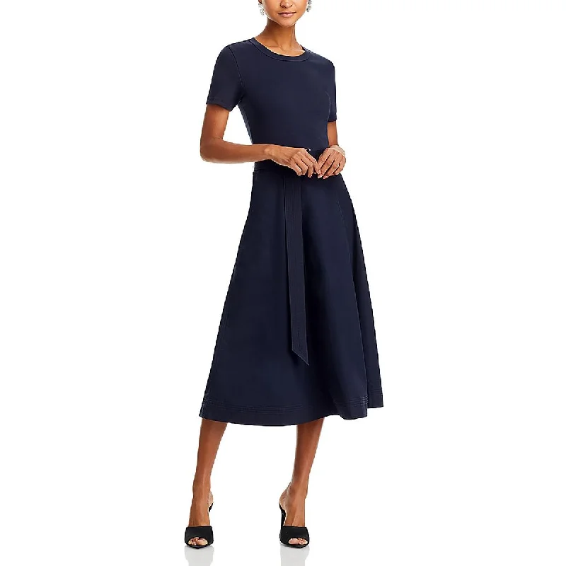 Versatile Wear Veronica Beard Womens Mixed Media Short Sleeve Midi Dress