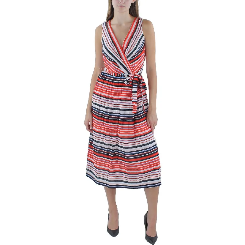 Soft Feel Tommy Hilfiger Womens Striped Cotton Midi Dress