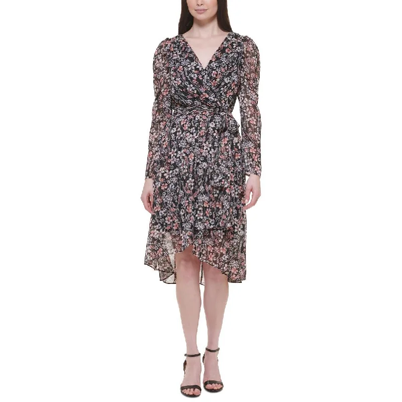 Cozy Shirts Tommy Hilfiger Womens Petites Chiffon Floral Midi Dress