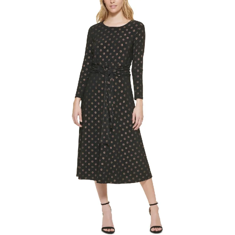 Elegant Fit Tommy Hilfiger Womens Ruched A-Lined Midi Dress