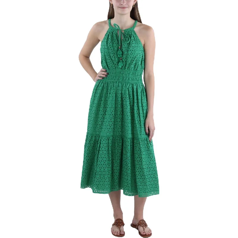 Timeless Comfort Vince Camuto Womens Eyelet Halter Midi Dress