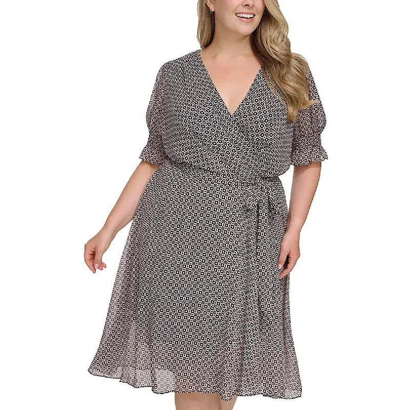 Comfortable Sweaters Tommy Hilfiger Womens Plus Chiffon Printed Midi Dress