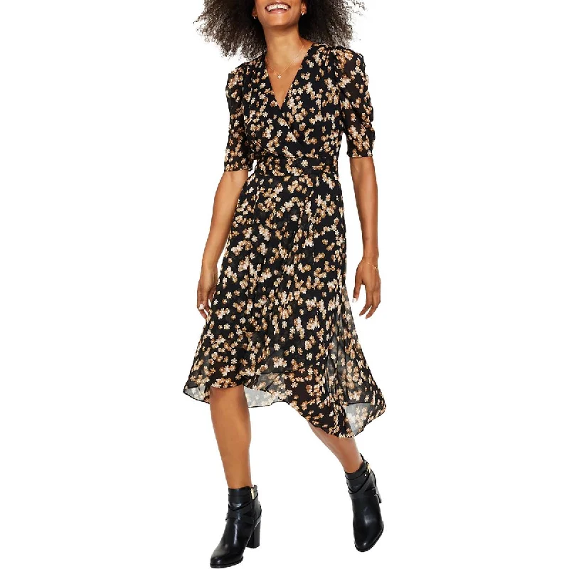 Trendy Looks Tommy Hilfiger Womens Plus Chiffon Floral Midi Dress