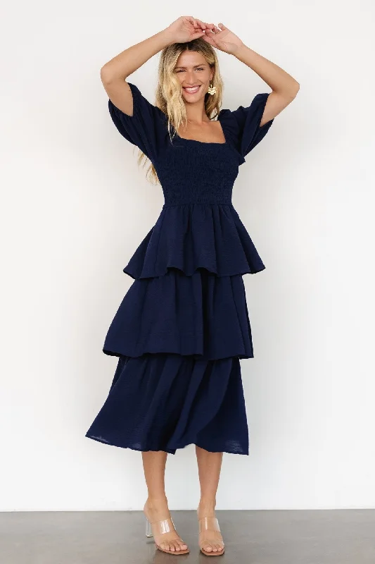 Cozy Chic Wear Ashbourne Tiered Dress | Midnight Blue