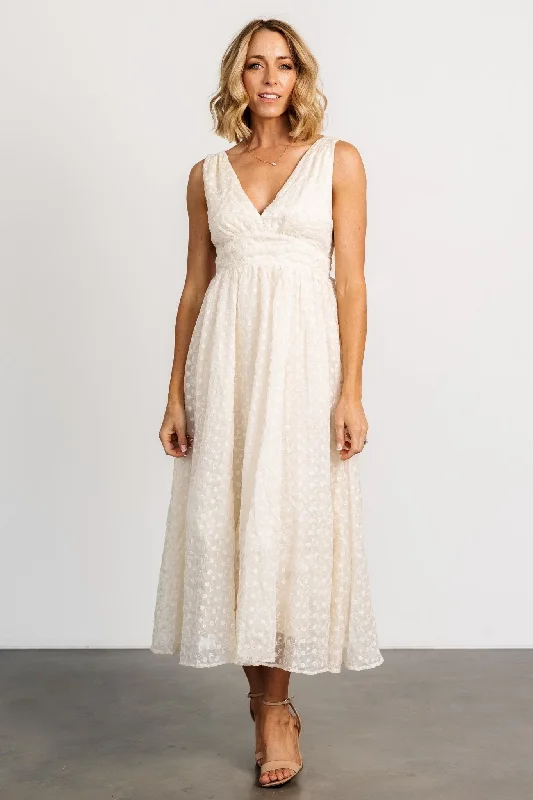 Chic Outfits Thalia Embroidered Tank Midi Dress | Vintage Cream