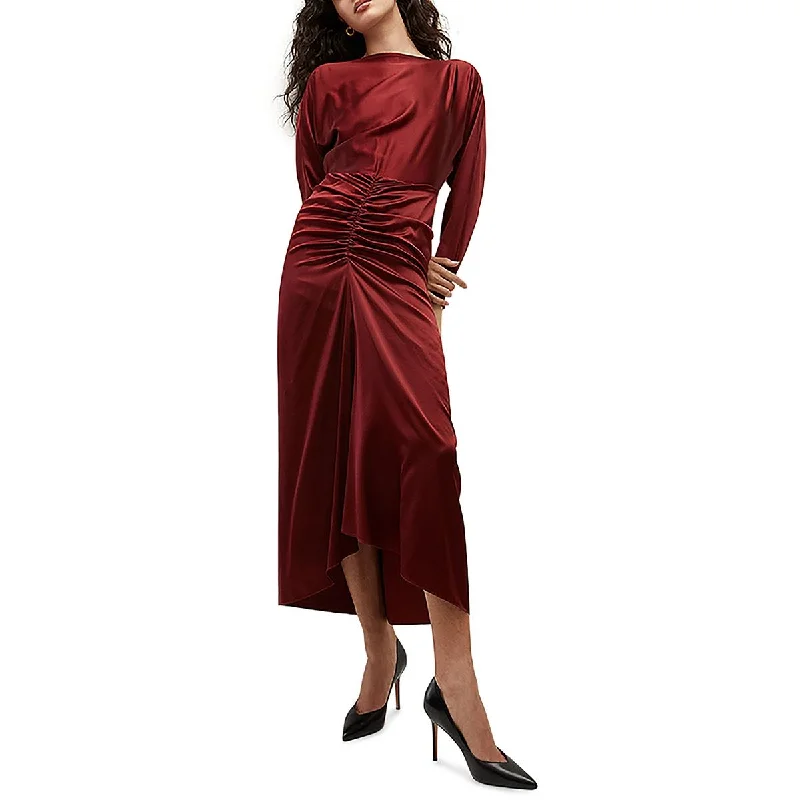 Easy Fashion Veronica Beard Womens Maro Sabri Silk Blend Ruched Midi Dress