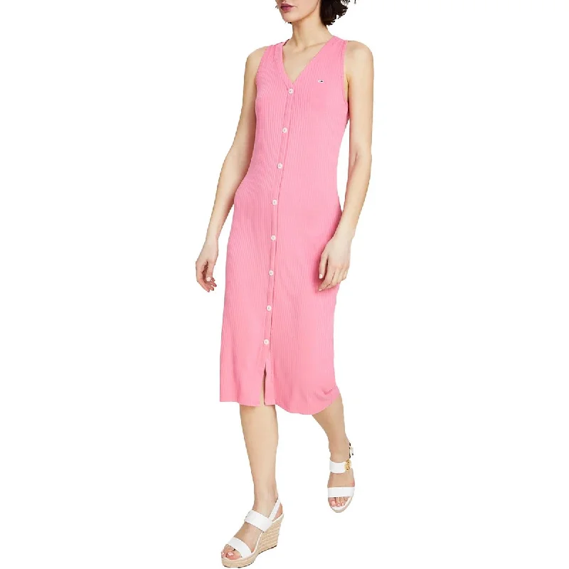 Casual Fit Wear Tommy Jeans Womens Midi Ribbed Midi Dress
