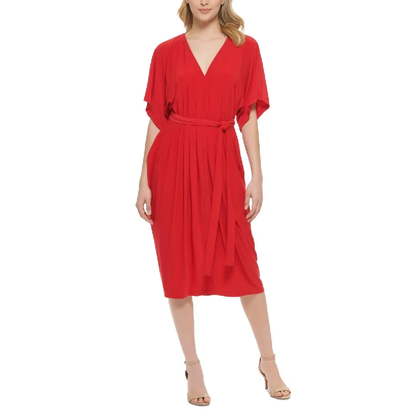 Soft Clothing Tommy Hilfiger Womens Matte Jersey Pleated Midi Dress