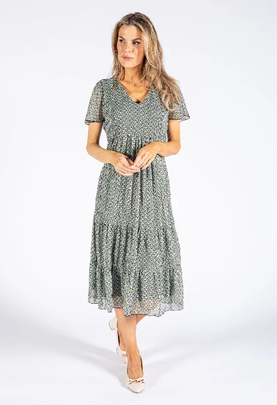 Comfortable Looks Abstract Crinkle Effect Dress