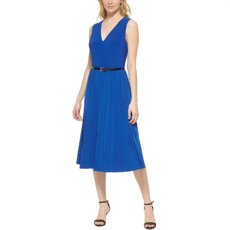 Versatile Casuals Tommy Hilfiger Womens V-Neck Calf Midi Dress