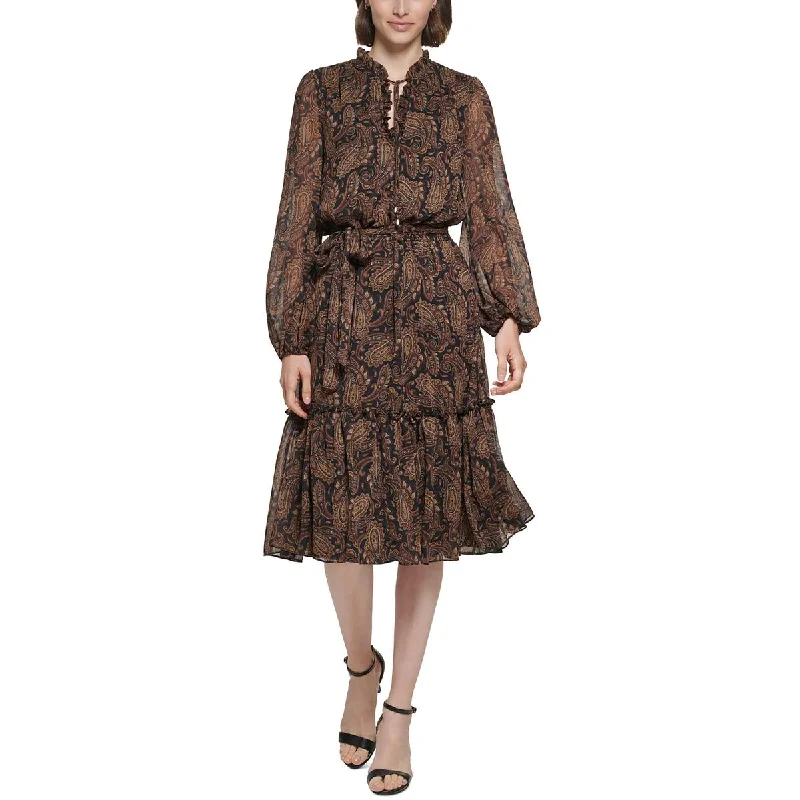 Cozy Outfit Tommy Hilfiger Womens Chiffon Printed Midi Dress