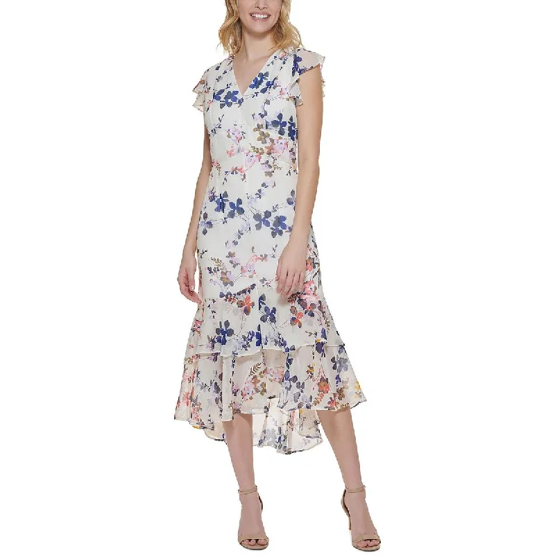 Relaxed Dresses Tommy Hilfiger Womens Floral Ruffled Midi Dress