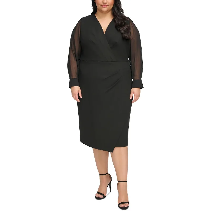 Cozy Knits Tommy Hilfiger Womens Plus Solid  Midi Dress