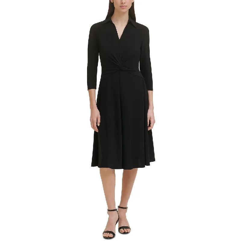 Trendy Casuals Tommy Hilfiger Womens   Twist Front Calf Midi Dress