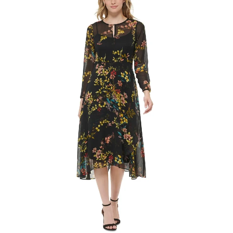 Comfortable Tops Tommy Hilfiger Womens Petites Zelda Floral Calf Midi Dress