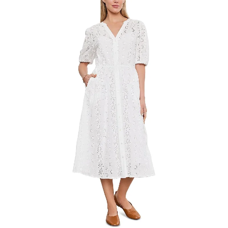 Weekend Comfort Wear VELVET BY GRAHAM & SPENCER Womens Crochet Button Front Midi Dress