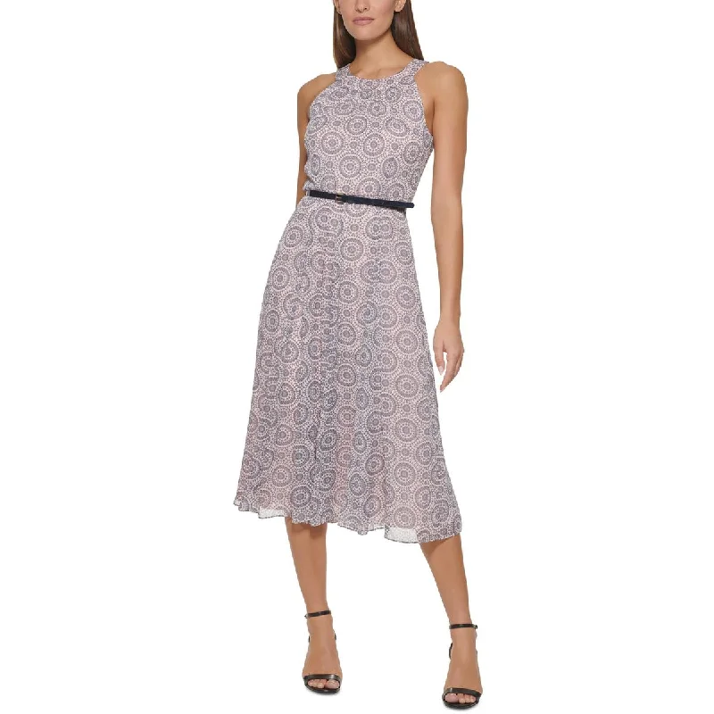 Easy Style Tommy Hilfiger Womens Chiffon Halter Midi Dress