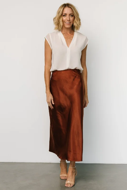 Warm Wear Celeste Satin Midi Skirt | Spice