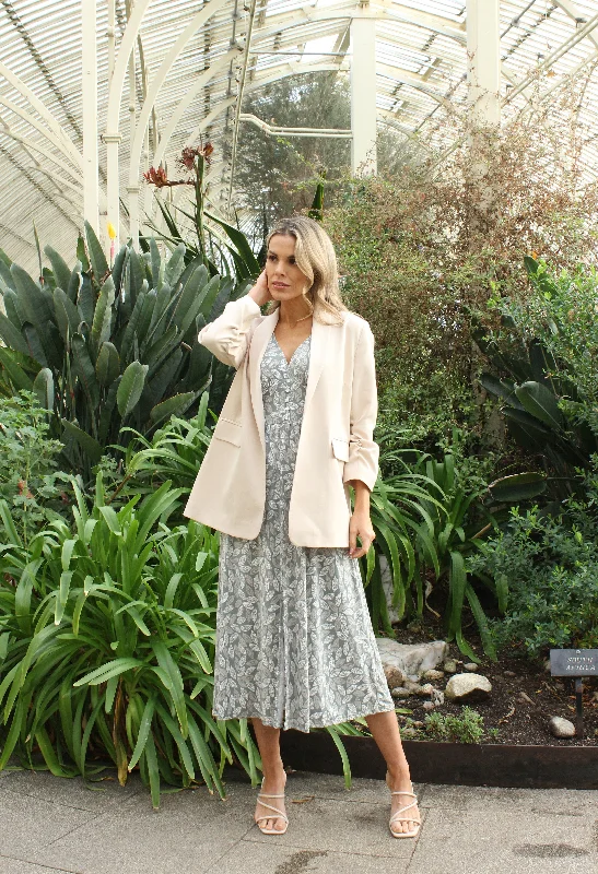Relaxed Dresses Leaf Print Button Detail Dress