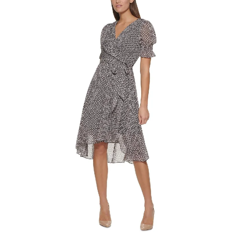 Comfortable Fashion Looks Tommy Hilfiger Womens Printed Faux Wrap Midi Dress