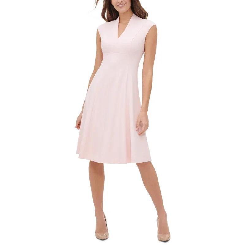 Soft Casuals Tommy Hilfiger Womens V-Neck Cap Sleeve Midi Dress