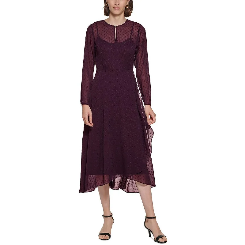 Sporty Comfort Tommy Hilfiger Womens Polka Dot Career Midi Dress