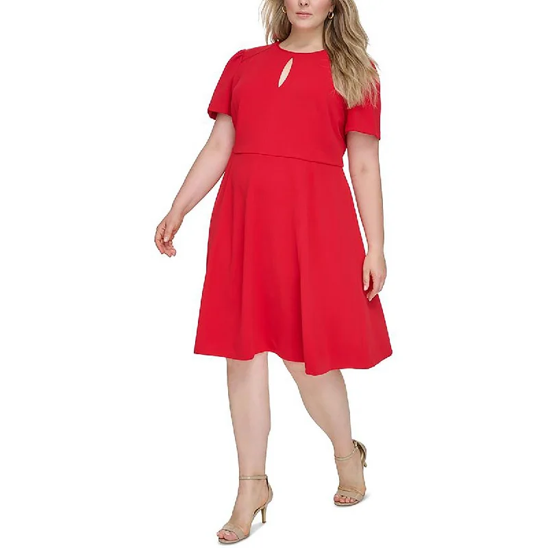 Breezy Comfort Tommy Hilfiger Womens Plus Knit  Midi Dress