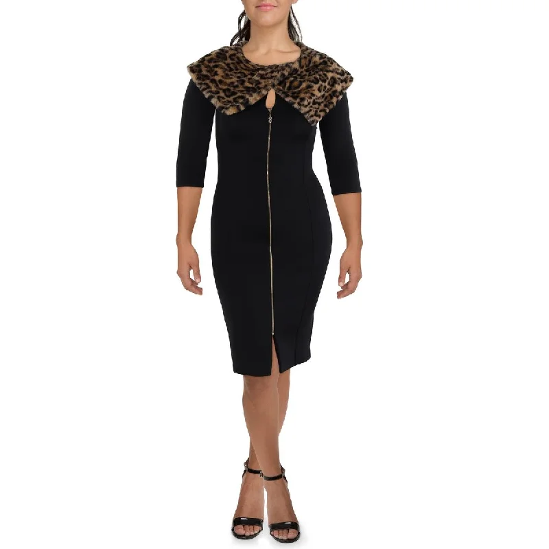 Basic Comfort Vince Camuto Womens Plus Animal Print Faux Fur Midi Dress