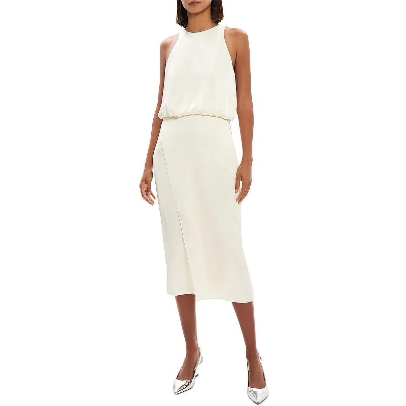 Cozy Chic Theory Womens Layered Faux Wrap Midi Dress
