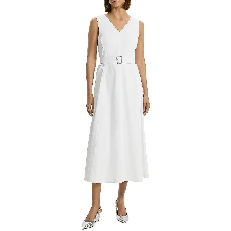 Chic Lounge Theory Womens Linen Sleeveless Midi Dress