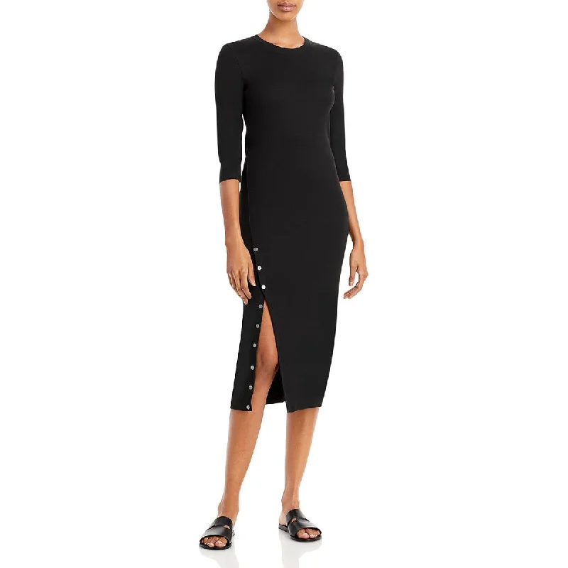 Luxe Comfort Theory Womens Perry Button Front Midi Midi Dress
