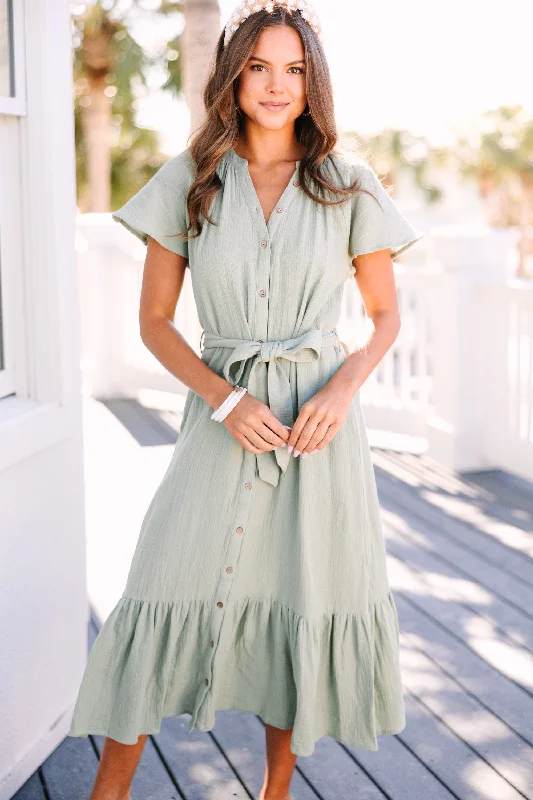 Weekend Comfort This Is The Day Mint Green Gauze Midi Dress