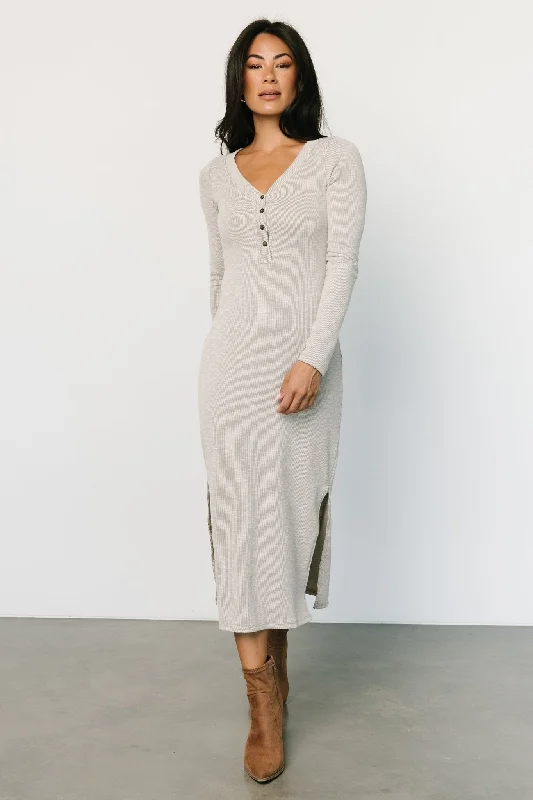 Versatile Outfits Denver Ribbed Midi Dress | Light Gray