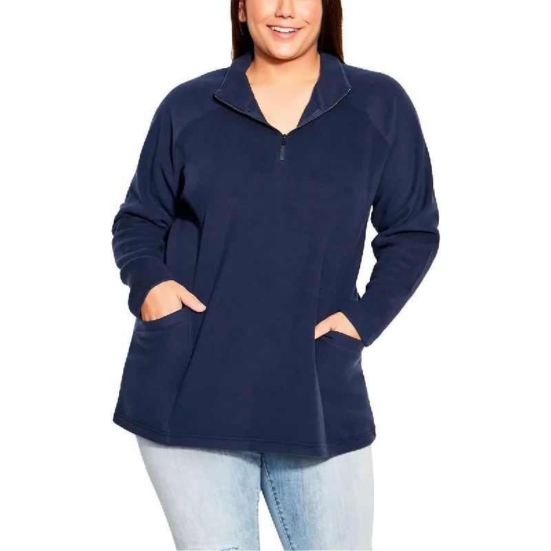 Versatile Comfort Avenue Womens Plus Zipper Fleece Tunic Sweater