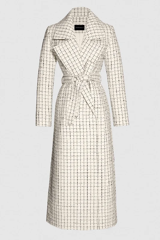 Soft Looks Tweed Baby Alpaca Maxi Notched Collar Wrap Coat