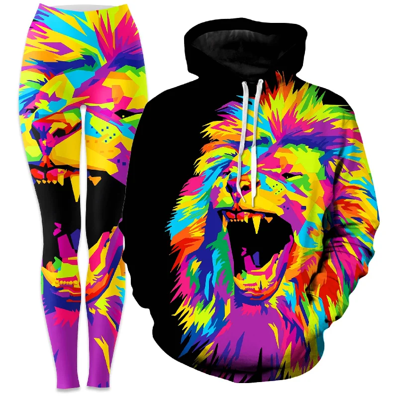 Relaxed Dresses Psychedelic Lion Hoodie and Leggings Combo