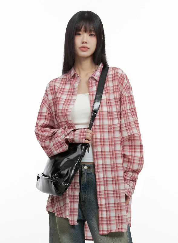 Chic Comfort Checkered Cotton Oversized Shirt IO430