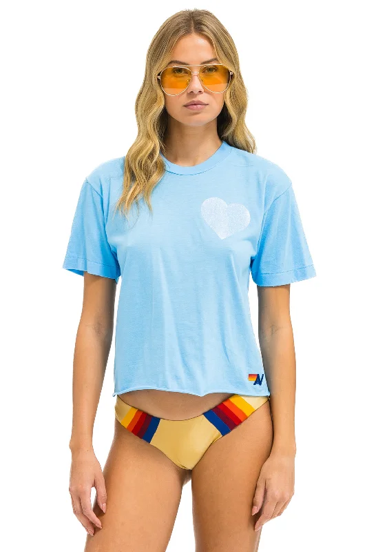 Cozy Fitting GLITTER HEART BOYFRIEND TEE - SKY // BLUE
