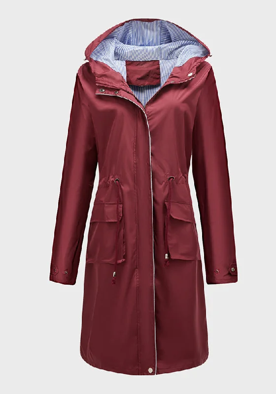 Breathable Style Windbreaker Waterproof Straight Midi Jacket