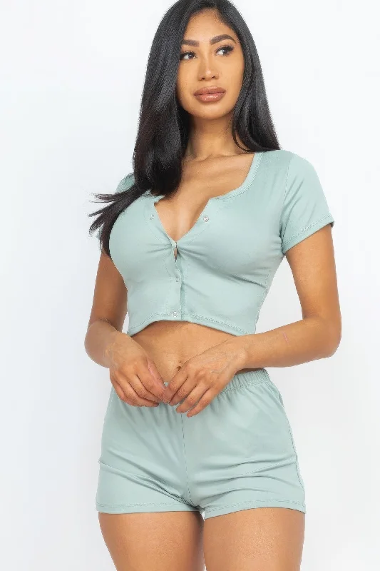 Lounge Chic Cropped Tank Top And Shorts Set