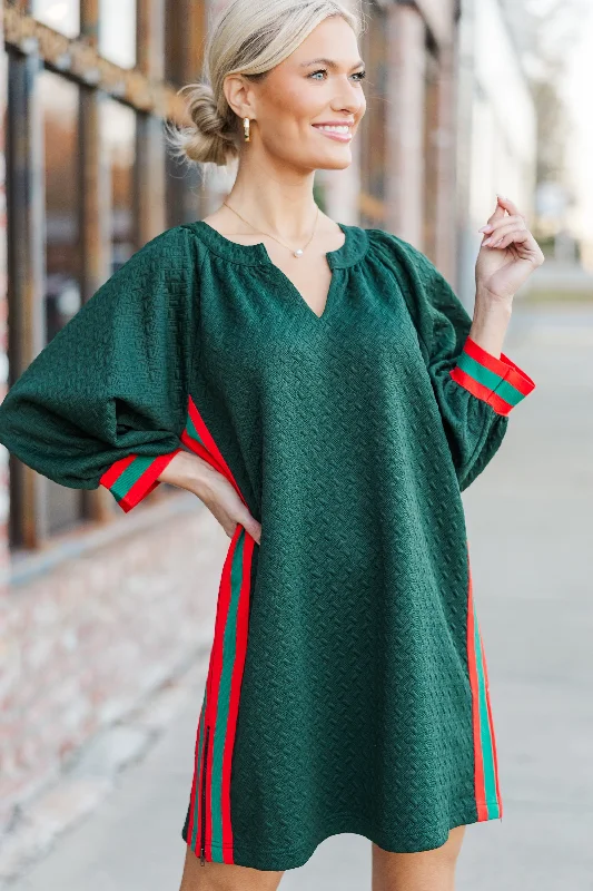 Cozy Pants Highly Recommended Hunter Green Textured Dress