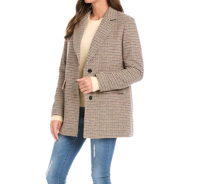 Smart Casuals Houndstooth Blazer In Brown,black,cream