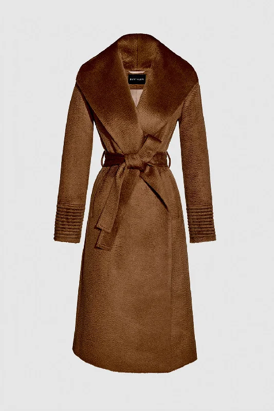 Casual Elegance Suri Alpaca Long Shawl Collar Wrap Coat