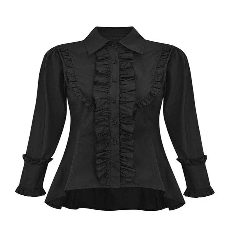 Minimal Comfort Women's Gothic Slim Fitted Ruffled Shirt