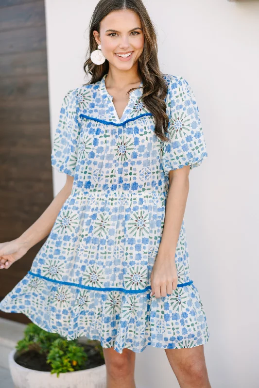 Stylish Jackets Well Known Blue Abstract Dress