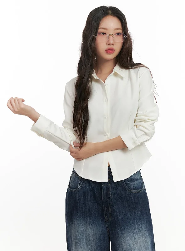 Simple Elegance Slim-Fit Button-Up Shirt CN426