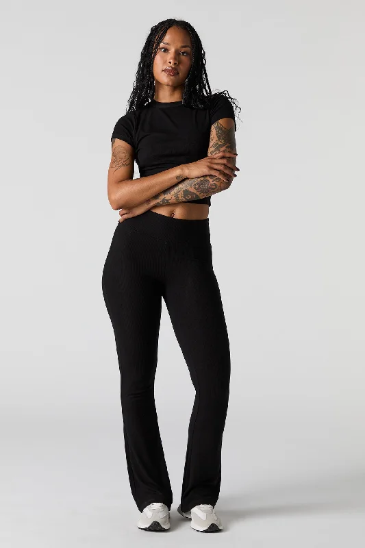 Cozy Layers Active Soft Ribbed Flare Pant