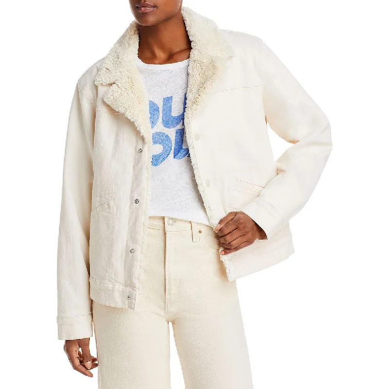 Fashionable Ease Mother Womens Sherpa Mixed Media Bomber Jacket
