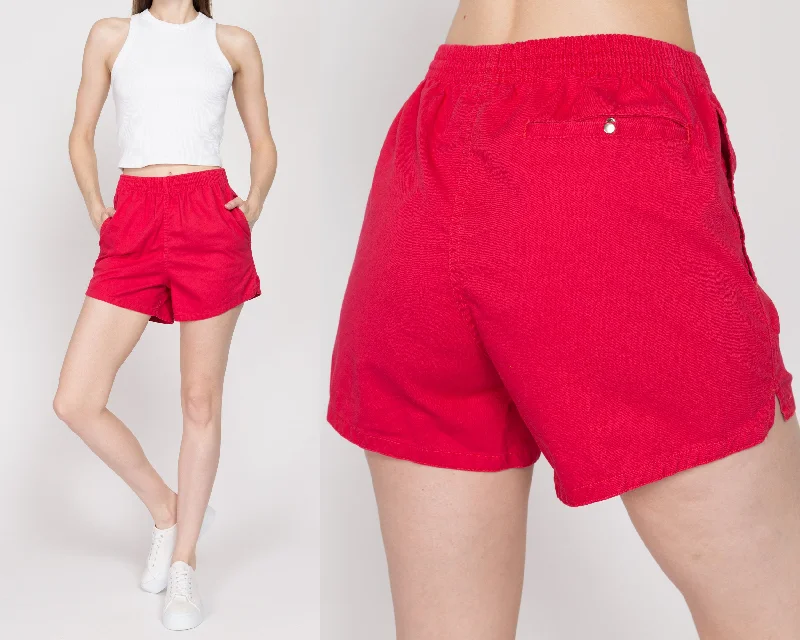 Urban Chic Small 90s Red Cotton Elastic Waist Shorts